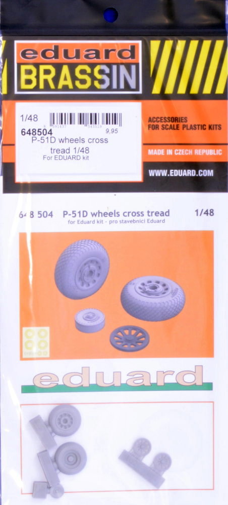 BRASSIN 1/48 P-51D wheels cross tread (EDU)