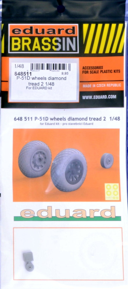 BRASSIN 1/48 P-51D wheels diamond tread 2 (EDU)