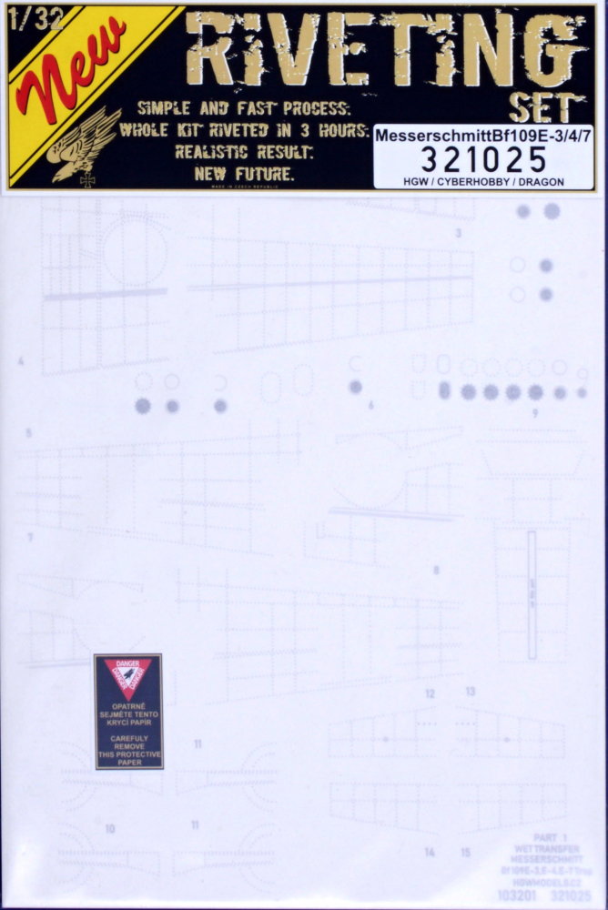 1/32 Bf 109E-3/4/7 Riveting set (HGW/DRAG)