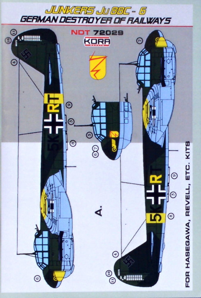 1/72 Decals Ju88C-6 Railways destroyer