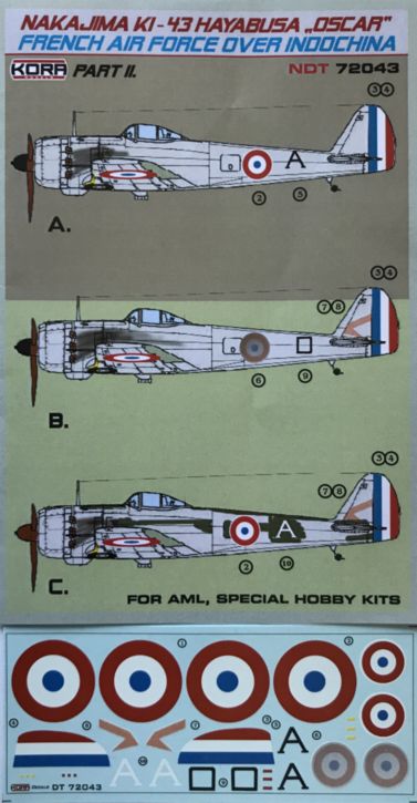 1/72 Decals Ki-43 Oscar French AF - Indochina Pt.2