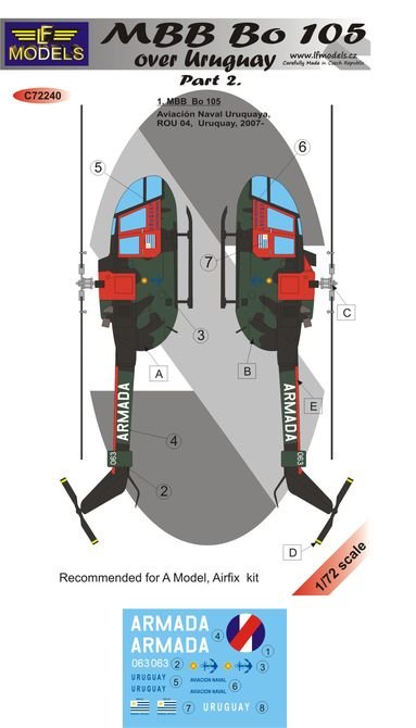 1/72 Decals MBB Bo 105 over Uruguay (AMOD) Part 2