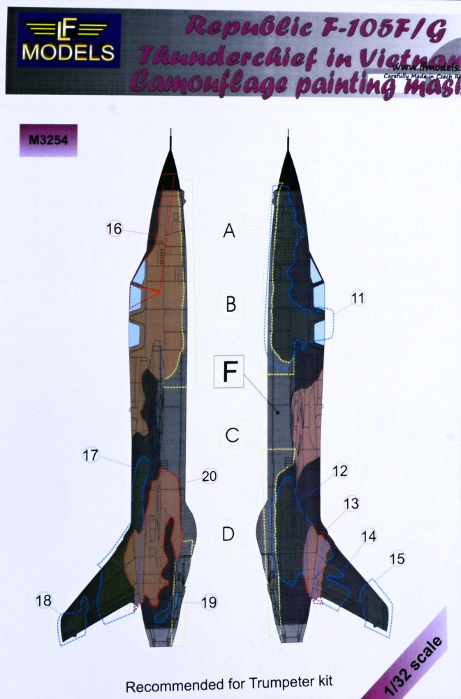 1/32 Mask F-105F/G Thunderchief Camoufl.painting 