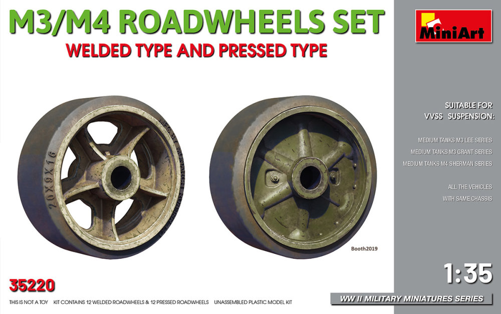 1/35 M3/M4 Roadwheels set (12x welded,12x pressed)