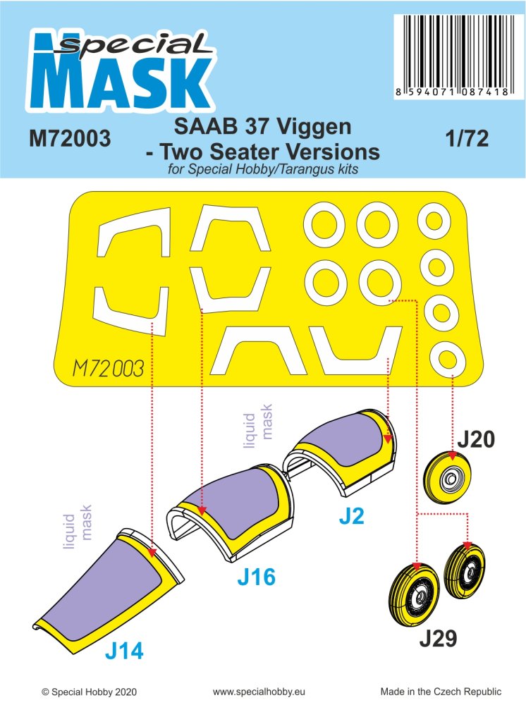 1/72 Mask for SAAB 37 Viggen Two Seater