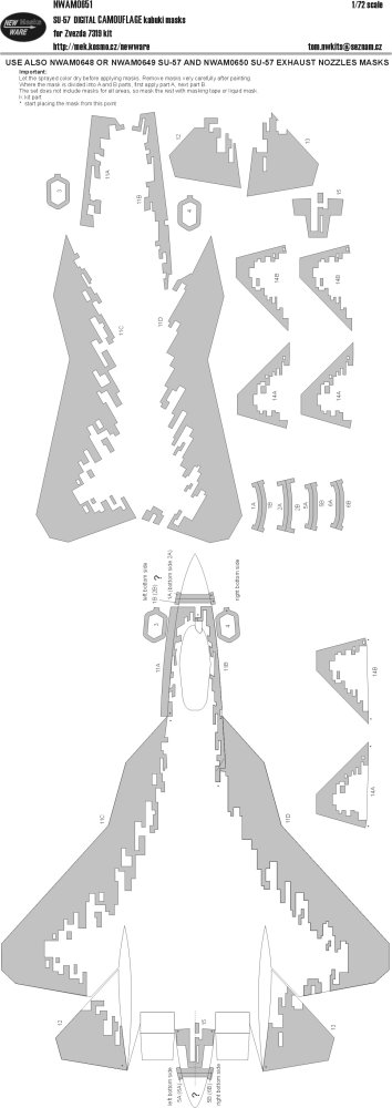 1/72 Mask SU-57 DIGITAL CAMOUFLAGE (ZVEZDA 7319)