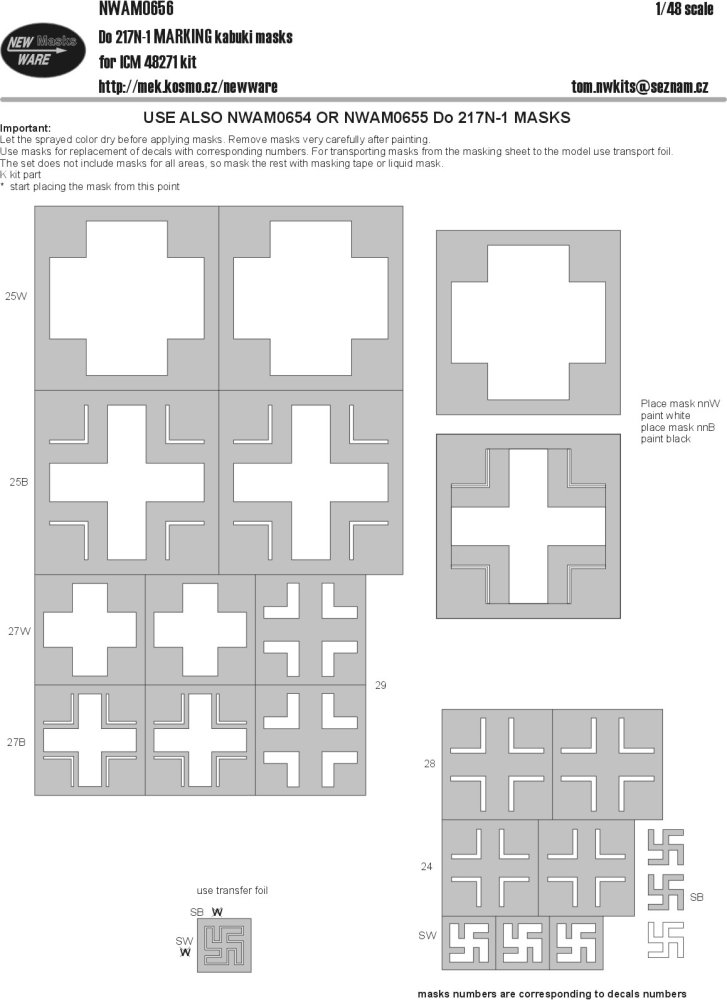 1/48 Mask Dornier Do 217N-1 MARKING (ICM 48271)