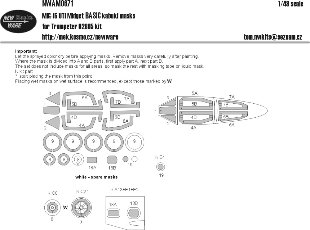 1/48 Mask MiG-15 UTI Midget BASIC (TRUMP 02805)
