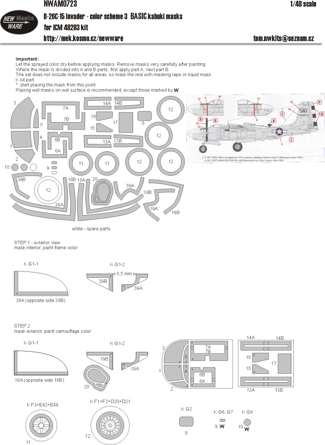 1/48 Mask A-26C-15 colour scheme 3 BASIC (ICM)