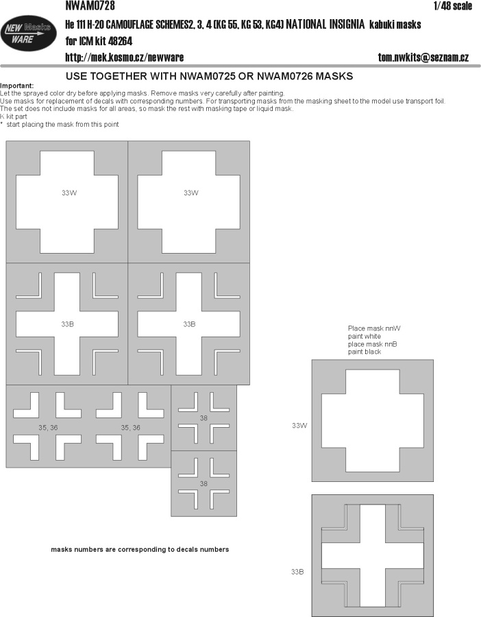 1/48 Mask He 111 H-20 NAT.INSIGNIA (ICM) Pt.2