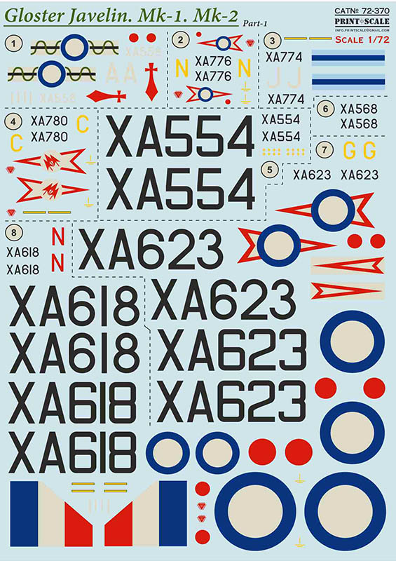 1/72 Gloster Javelin Mk.1/Mk.2 (wet decals) Pt.1