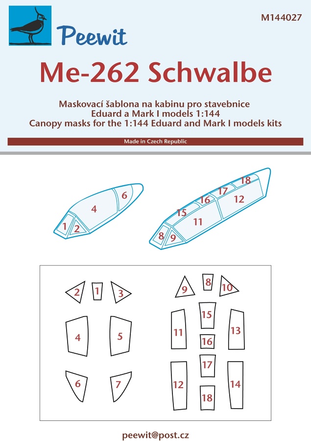 1/144 Canopy mask Me-262 Schwalbe (EDU/MARK1)