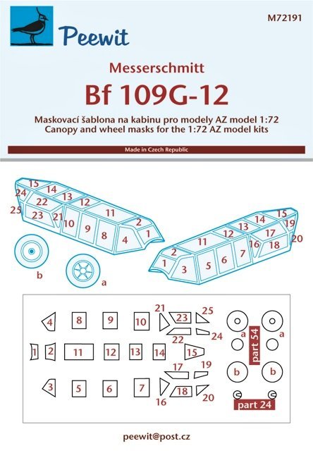 1/72 Canopy mask Bf 109G-12 (AZMOD)