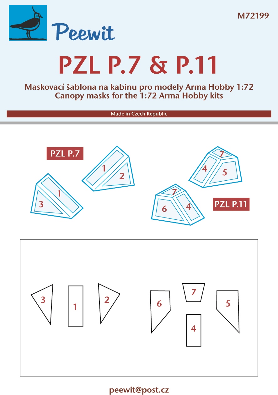 1/72 Canopy mask PZL P.7 & P.11 (ARMA HOBBY)