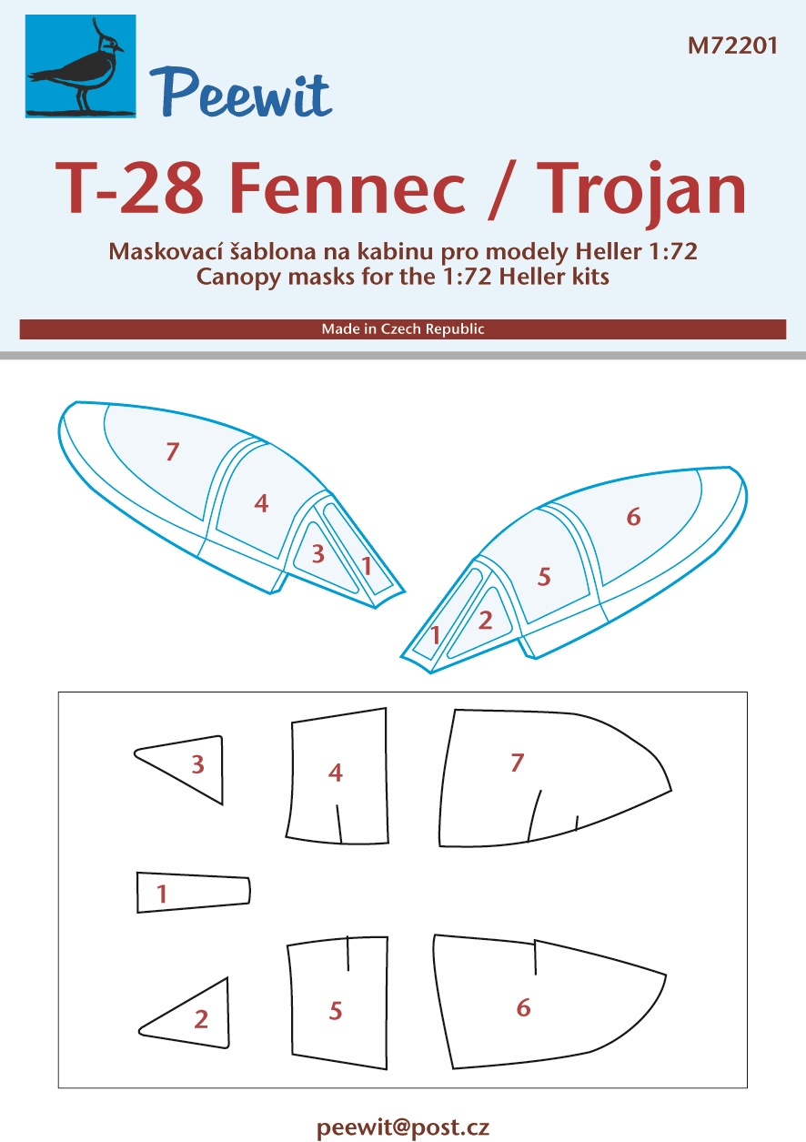 1/72 Canopy mask T-28 Fennenc/Trojan (HELLER)