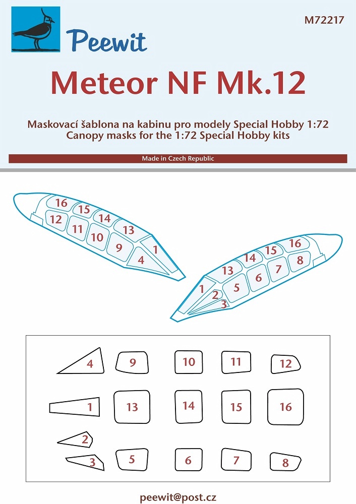 1/72 Canopy mask Meteor NF Mk.12 (SP.HOBBY)