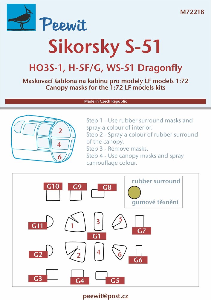 1/72 Canopy mask S-51, HO3S-1, H-5F/G, WS-51 (LF)