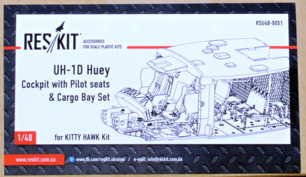 1/48 UH-1D Huey Cockpit w/ Pilot seats & Cargo Bay