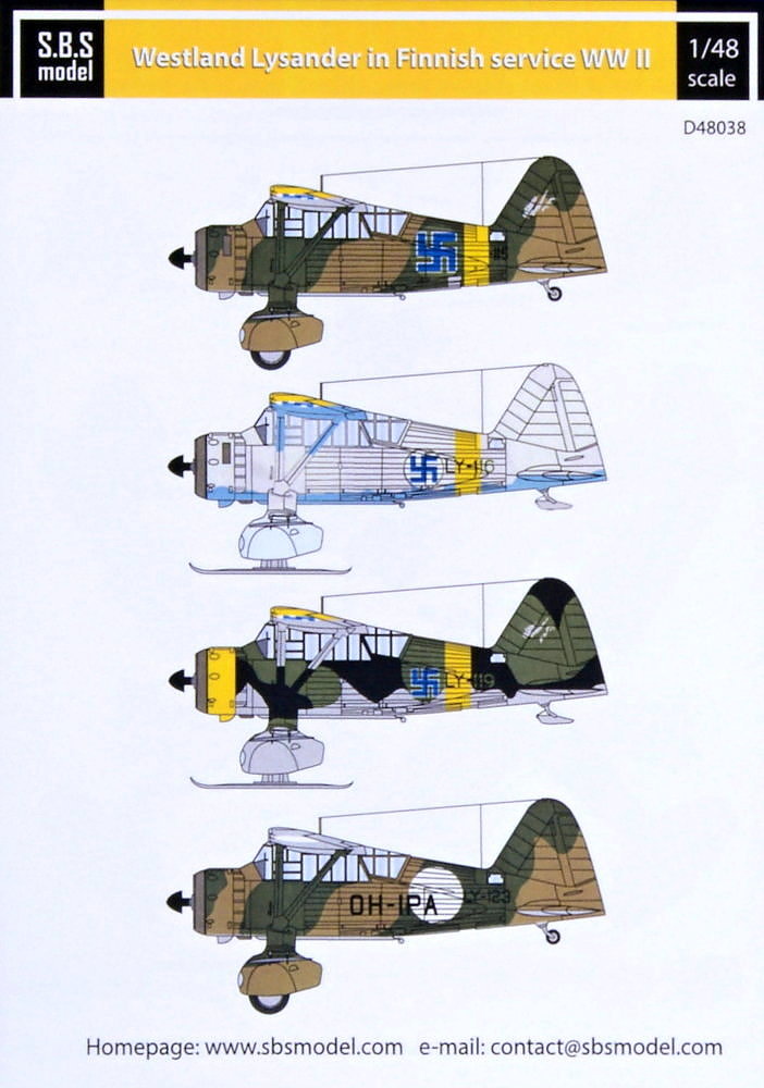 1/48 Decal Westland Lysander Finnish Service WWII