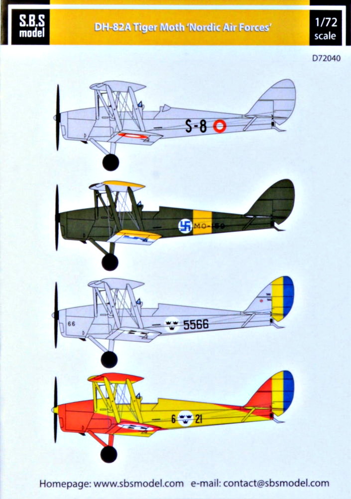 1/72 Decal DH-82A Tiger Moth 'Nordic Air Forces'