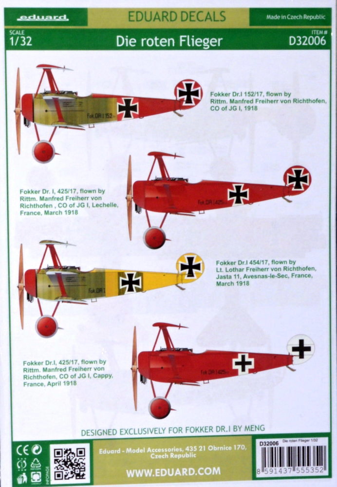 1/32 Decals Die roten Flieger (MENG)