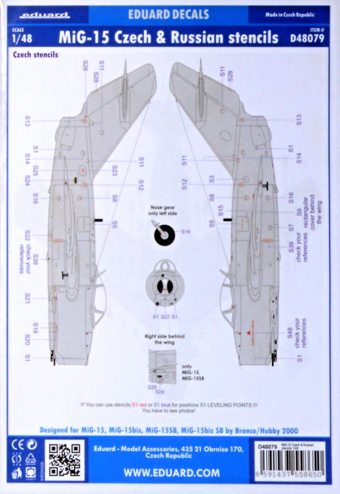 1/48 MiG-15 Czech&Russian stencils (BRONCO/H.2000)