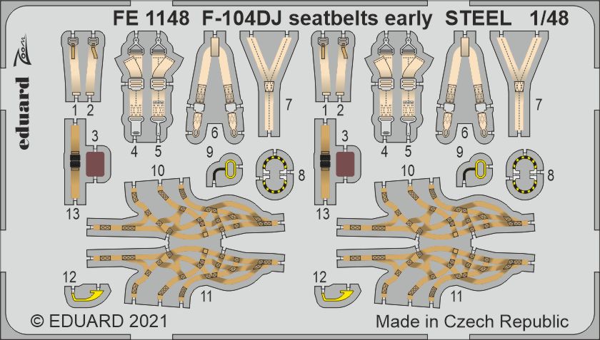1/48 F-104DJ seatbelts early STEEL (KIN)