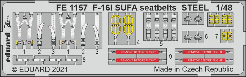 1/48 F-16I SUFA seatbelts STEEL (KIN)