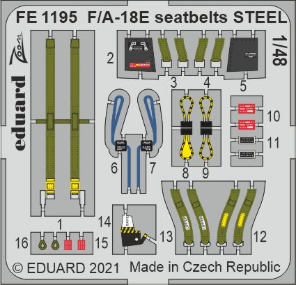 1/48 F/A-18E seatbelts STEEL (MENG)