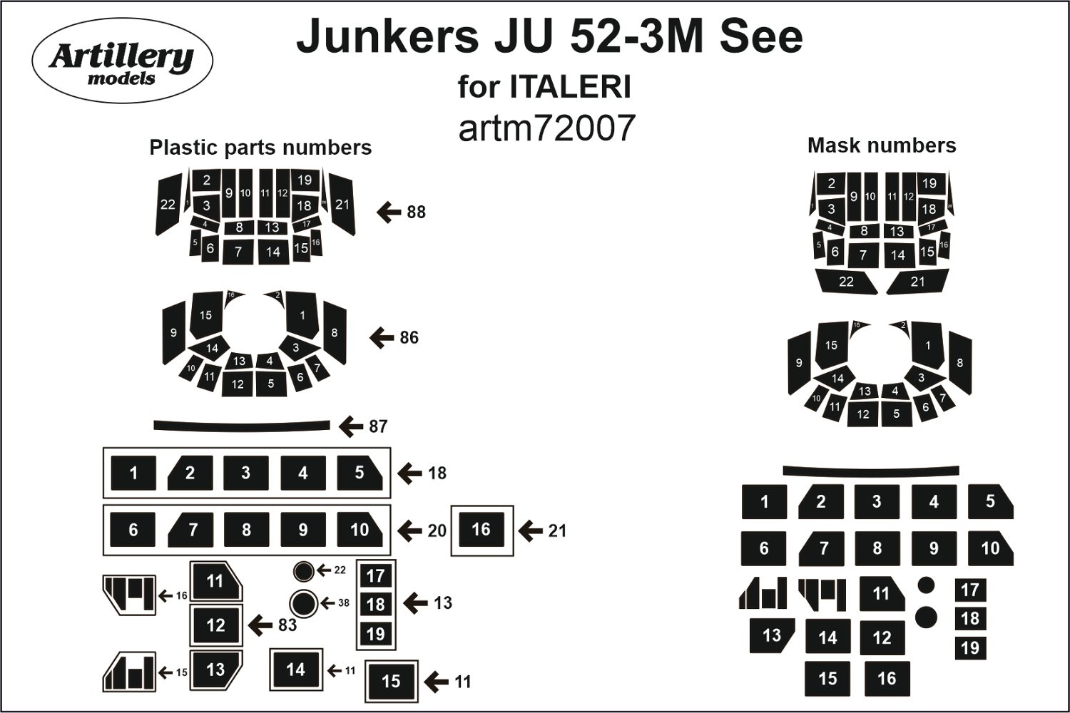 1/72 Masks for Junkers Ju 52-3M See (ITAL)