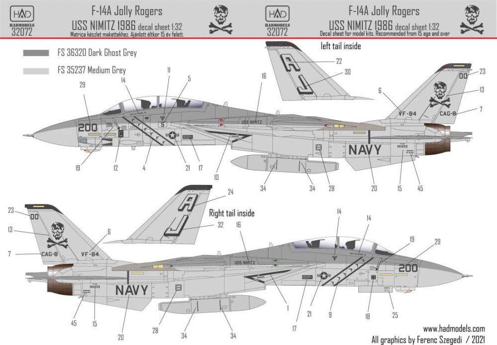 1/32 Decal F-14A Jolly Rogers USS Nimitz 1986
