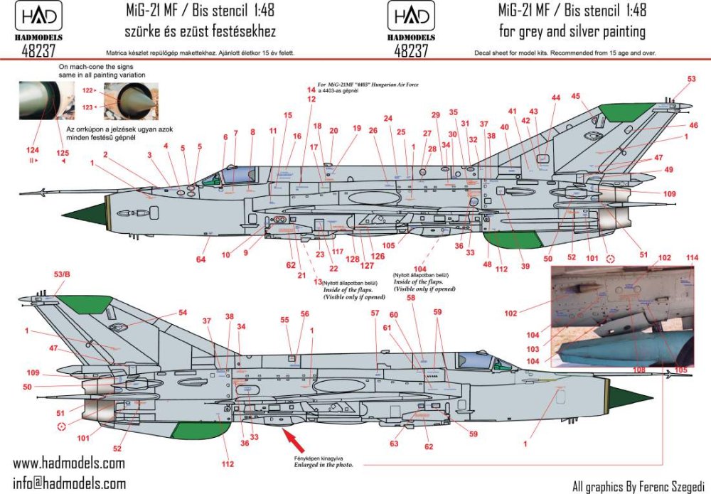 1/48 Decal MiG-21 MF/Bis stencils Part 2