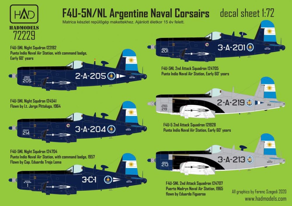 1/72 Decal F4U-5N/NL Argentine Naval Corsairs