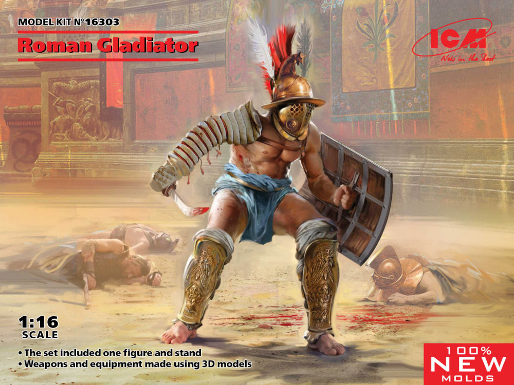 1/16 Roman Gladiator (1 fig. & stand)