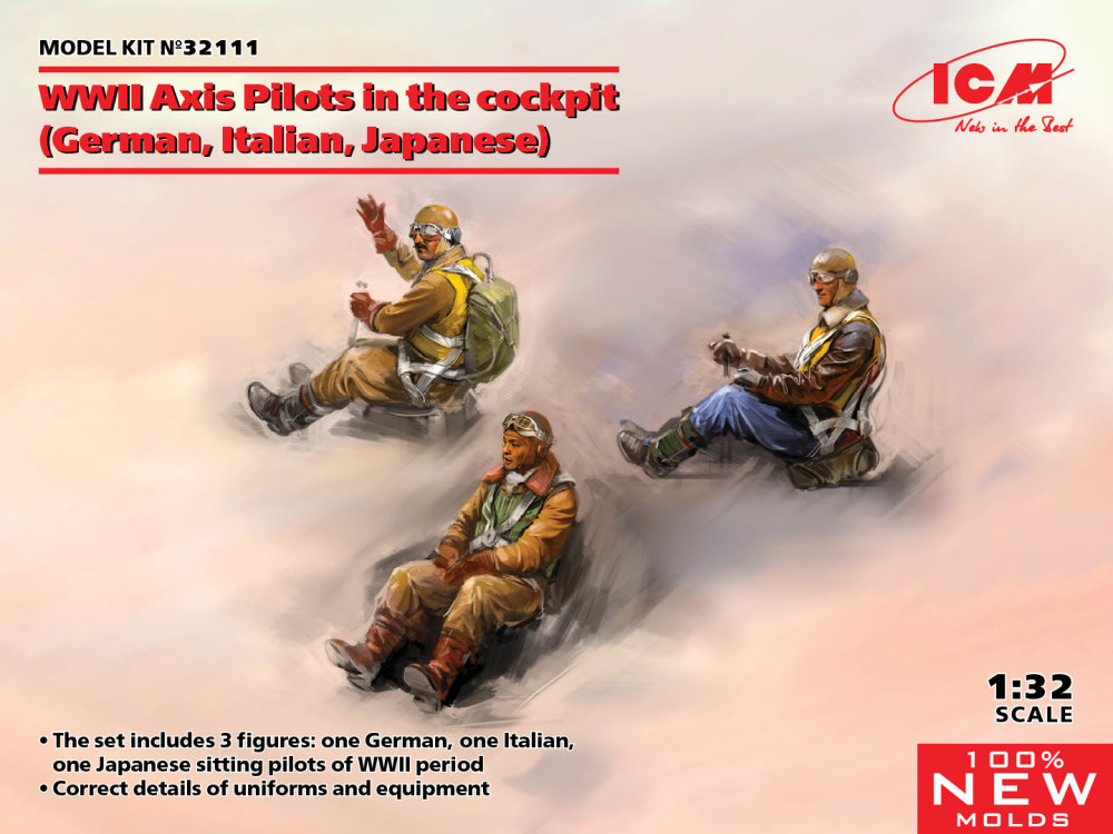 1/32 WWII Axis Pilots in the cockpit (3 fig.)