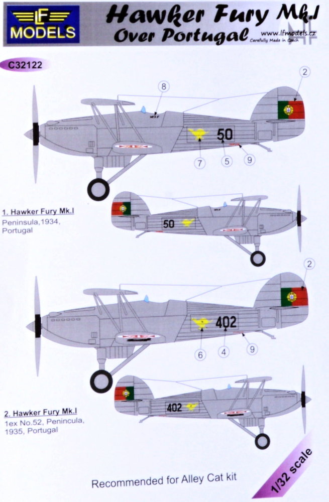 1/32 Decals Hawker Fury Mk.I over Portugal