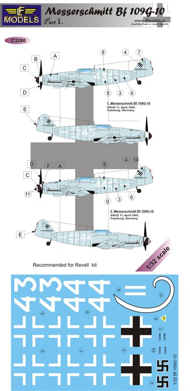 1/32 Decals Messerschmitt Bf 109G-10 - Part 1