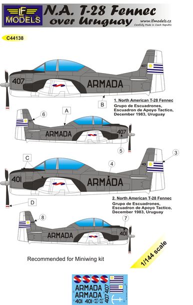 1/144 Decals T-28 Fennec over Uruguay (MINIWING)