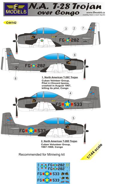 1/144 Decals T-28 Trojan over Congo (MINIWING)