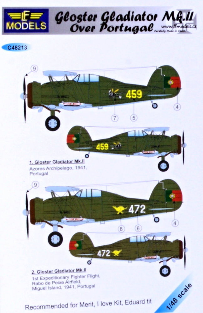 1/48 Decals Gl.Gladiator Mk.II over Portugal