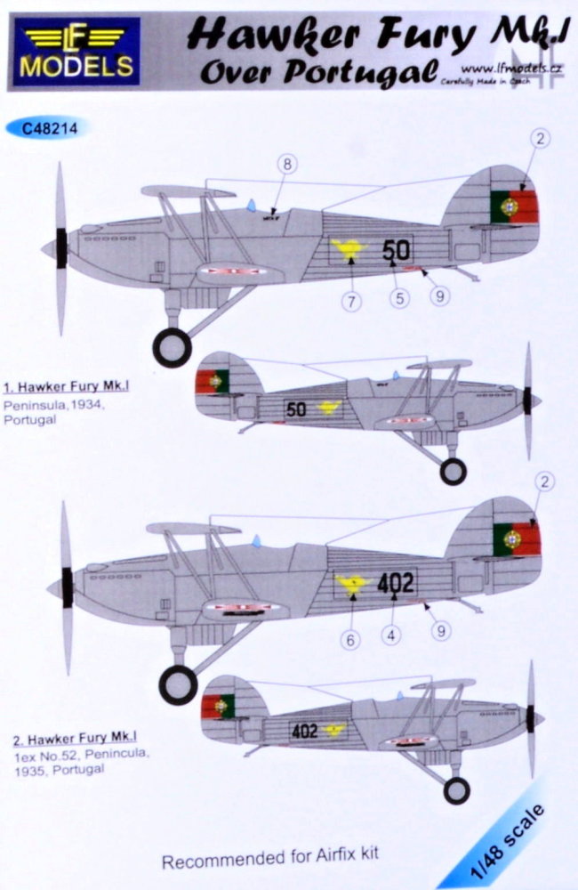 1/48 Decals Hawker Fury Mk.I over Portugal