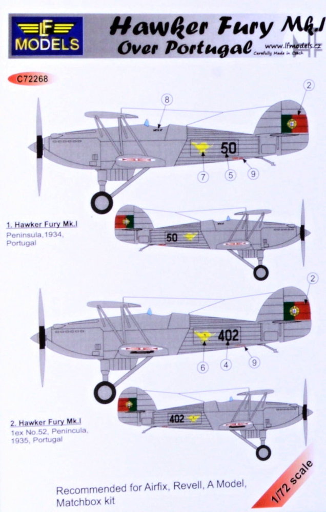 1/72 Decals Hawker Fury Mk.I over Portugal