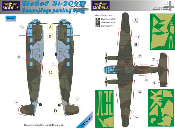 1/48 Mask Siebel Si-204D Camouflage painting