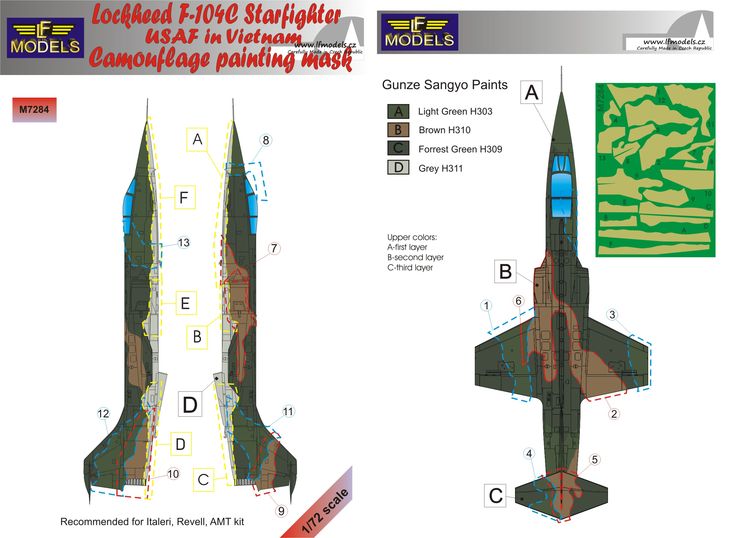 1/72 Mask F-104C USAF in Vietnam Camoufl.painting