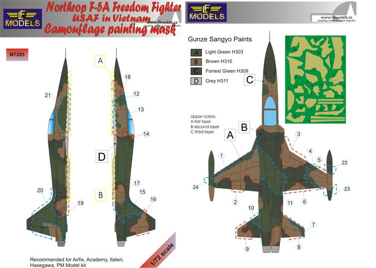 1/72 Mask F-5A USAF in Vietnam Camouflage painting