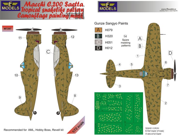 1/72 Mask Macchi C.200 Saetta Tropical snake patt.