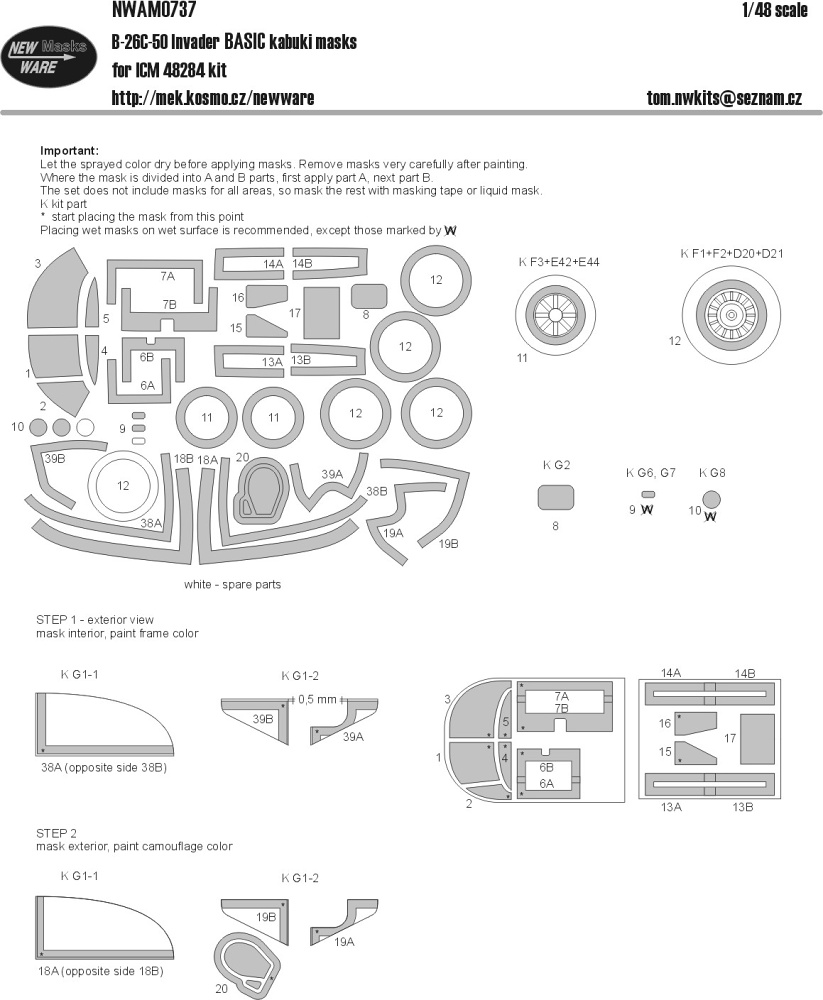 1/48 Mask B-26C-50 Invader BASIC (ICM 48284)