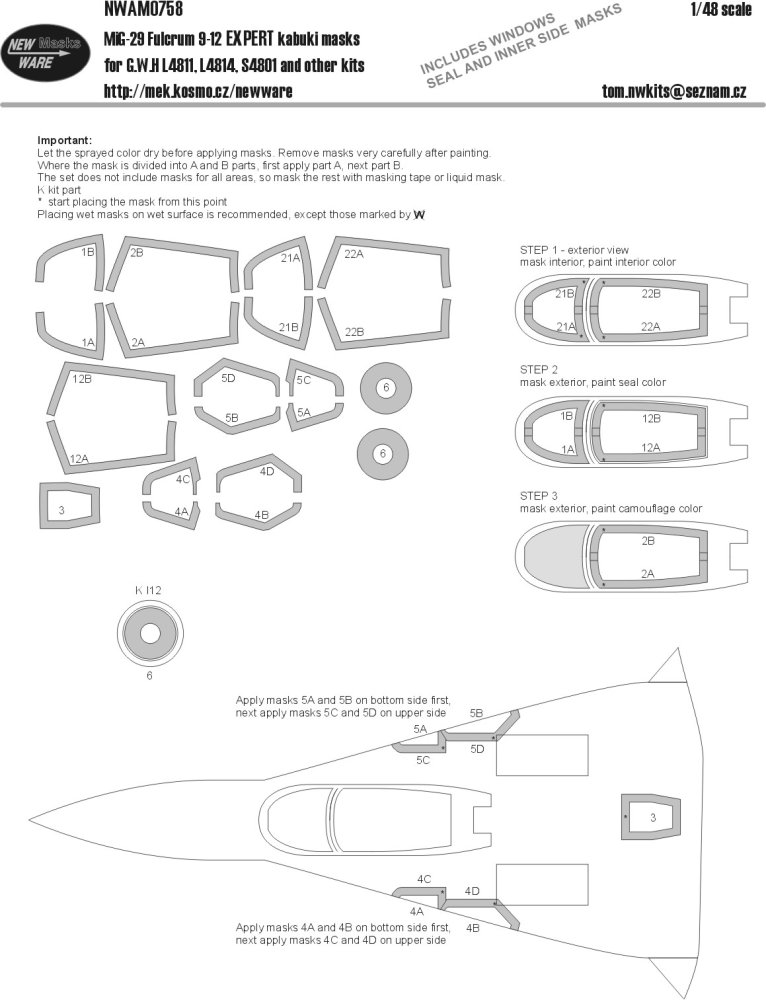 1/48 Mask MiG-29 Fulcrum 9-12 EXPERT (G.W.H.)