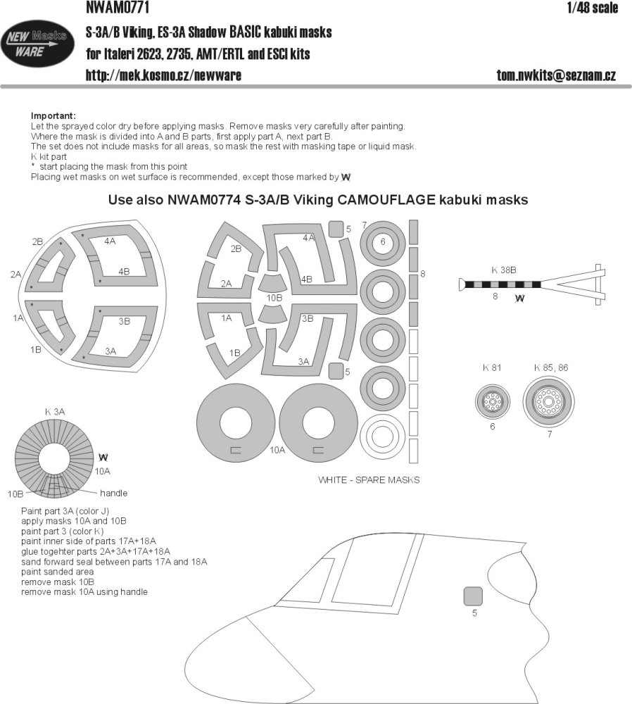 1/48 Mask S-3A/B Viking, ES-3A Shadow BASIC (AMT)