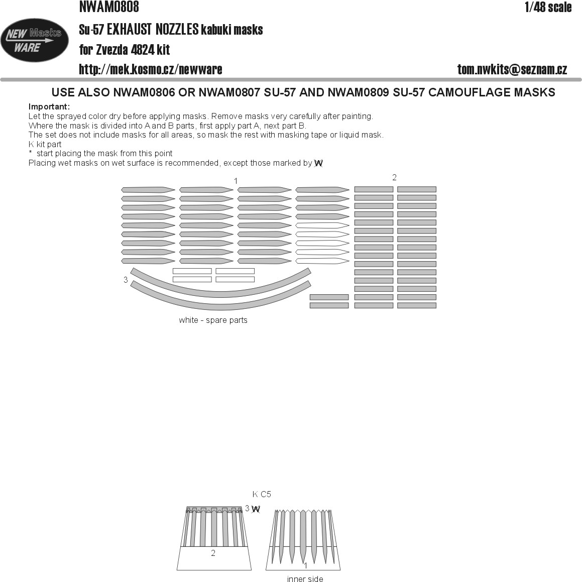 1/48 Mask Su-57 EXHAUST NOZZLES (ZVE 4824)